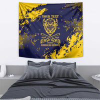 Personalized Bison Buffalo Soldiers Tapestry American Heroes - Blue Grunge Style - Wonder Print Shop