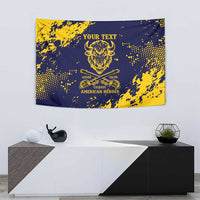 Personalized Bison Buffalo Soldiers Tapestry American Heroes - Blue Grunge Style - Wonder Print Shop