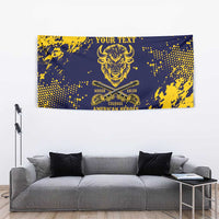Personalized Bison Buffalo Soldiers Tapestry American Heroes - Blue Grunge Style - Wonder Print Shop
