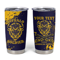 Personalized Bison Buffalo Soldiers Tumbler Cup American Heroes - Blue Grunge Style - Wonder Print Shop