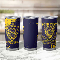Personalized Bison Buffalo Soldiers Tumbler Cup American Heroes - Blue Grunge Style - Wonder Print Shop