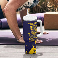 Personalized Bison Buffalo Soldiers Tumbler With Handle American Heroes - Blue Grunge Style - Wonder Print Shop