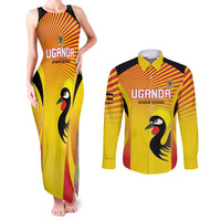 Custom Uganda Cricket Couples Matching Tank Maxi Dress and Long Sleeve Button Shirt Go Cricket Cranes Go - Wonder Print Shop