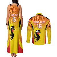 Custom Uganda Cricket Couples Matching Tank Maxi Dress and Long Sleeve Button Shirt Go Cricket Cranes Go - Wonder Print Shop