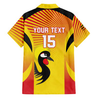 Custom Uganda Cricket Family Matching Off The Shoulder Long Sleeve Dress and Hawaiian Shirt Go Cricket Cranes Go - Wonder Print Shop