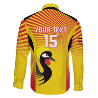 Custom Uganda Cricket Family Matching Off The Shoulder Long Sleeve Dress and Hawaiian Shirt Go Cricket Cranes Go - Wonder Print Shop