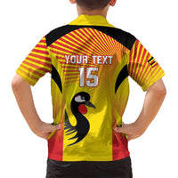 Custom Uganda Cricket Family Matching Off Shoulder Maxi Dress and Hawaiian Shirt Go Cricket Cranes Go - Wonder Print Shop