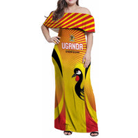 Custom Uganda Cricket Family Matching Off Shoulder Maxi Dress and Hawaiian Shirt Go Cricket Cranes Go - Wonder Print Shop