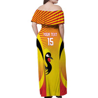 Custom Uganda Cricket Family Matching Off Shoulder Maxi Dress and Hawaiian Shirt Go Cricket Cranes Go - Wonder Print Shop
