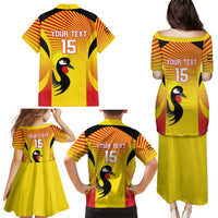 Custom Uganda Cricket Family Matching Puletasi and Hawaiian Shirt Go Cricket Cranes Go - Wonder Print Shop