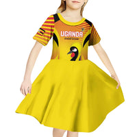 Custom Uganda Cricket Kid Short Sleeve Dress Go Cricket Cranes Go - Wonder Print Shop