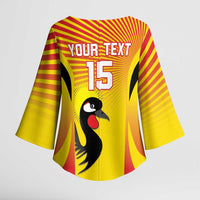 Custom Uganda Cricket Kimono Sleeve Blouse Go Cricket Cranes Go - Wonder Print Shop