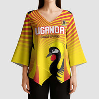 Custom Uganda Cricket Kimono Sleeve Blouse Go Cricket Cranes Go - Wonder Print Shop