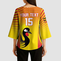 Custom Uganda Cricket Kimono Sleeve Blouse Go Cricket Cranes Go - Wonder Print Shop
