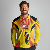 Custom Uganda Cricket Long Sleeve Polo Shirt Go Cricket Cranes Go - Wonder Print Shop