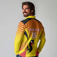 Custom Uganda Cricket Long Sleeve Polo Shirt Go Cricket Cranes Go - Wonder Print Shop
