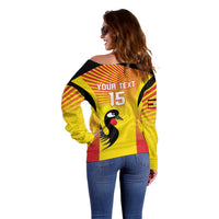 Custom Uganda Cricket Off Shoulder Sweater Go Cricket Cranes Go - Wonder Print Shop