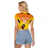 Custom Uganda Cricket Raglan Cropped T Shirt Go Cricket Cranes Go - Wonder Print Shop