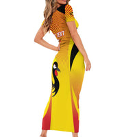 Custom Uganda Cricket Short Sleeve Bodycon Dress Go Cricket Cranes Go - Wonder Print Shop