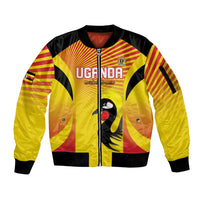 Custom Uganda Cricket Sleeve Zip Bomber Jacket Go Cricket Cranes Go - Wonder Print Shop