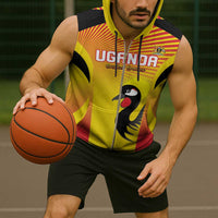 Custom Uganda Cricket Sleeveless Zip Hoodie Go Cricket Cranes Go - Wonder Print Shop