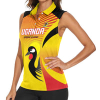 Custom Uganda Cricket Women Sleeveless Polo Shirt Go Cricket Cranes Go - Wonder Print Shop
