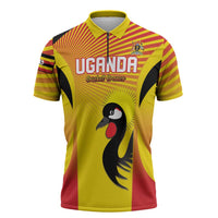 Custom Uganda Cricket Zipper Polo Shirt Go Cricket Cranes Go - Wonder Print Shop