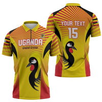 Custom Uganda Cricket Zipper Polo Shirt Go Cricket Cranes Go - Wonder Print Shop