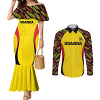 Custom Uganda Cricket Couples Matching Mermaid Dress and Long Sleeve Button Shirt Go Cricket Cranes - Wonder Print Shop