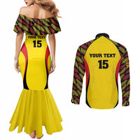 Custom Uganda Cricket Couples Matching Mermaid Dress and Long Sleeve Button Shirt Go Cricket Cranes - Wonder Print Shop