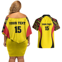 Custom Uganda Cricket Couples Matching Off Shoulder Short Dress and Hawaiian Shirt Go Cricket Cranes - Wonder Print Shop
