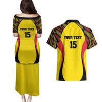 Custom Uganda Cricket Couples Matching Puletasi and Hawaiian Shirt Go Cricket Cranes - Wonder Print Shop