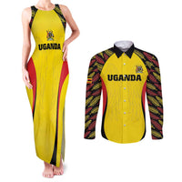 Custom Uganda Cricket Couples Matching Tank Maxi Dress and Long Sleeve Button Shirt Go Cricket Cranes - Wonder Print Shop