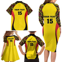 Custom Uganda Cricket Family Matching Long Sleeve Bodycon Dress and Hawaiian Shirt Go Cricket Cranes - Wonder Print Shop