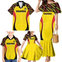 Custom Uganda Cricket Family Matching Mermaid Dress and Hawaiian Shirt Go Cricket Cranes - Wonder Print Shop