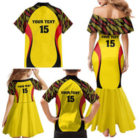 Custom Uganda Cricket Family Matching Mermaid Dress and Hawaiian Shirt Go Cricket Cranes - Wonder Print Shop