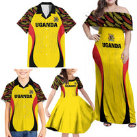 Custom Uganda Cricket Family Matching Off Shoulder Maxi Dress and Hawaiian Shirt Go Cricket Cranes - Wonder Print Shop