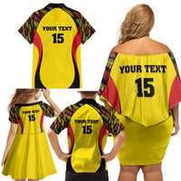 Custom Uganda Cricket Family Matching Off Shoulder Short Dress and Hawaiian Shirt Go Cricket Cranes - Wonder Print Shop