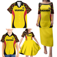 Custom Uganda Cricket Family Matching Puletasi and Hawaiian Shirt Go Cricket Cranes - Wonder Print Shop