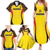 Custom Uganda Cricket Family Matching Summer Maxi Dress and Hawaiian Shirt Go Cricket Cranes - Wonder Print Shop