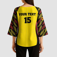 Custom Uganda Cricket Kimono Sleeve Blouse Go Cricket Cranes - Wonder Print Shop