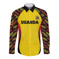Custom Uganda Cricket Long Sleeve Button Shirt Go Cricket Cranes - Wonder Print Shop