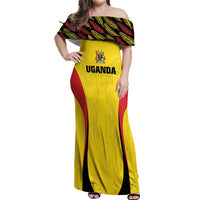 Custom Uganda Cricket Off Shoulder Maxi Dress Go Cricket Cranes - Wonder Print Shop
