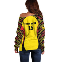 Custom Uganda Cricket Off Shoulder Sweater Go Cricket Cranes - Wonder Print Shop