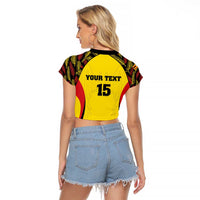 Custom Uganda Cricket Raglan Cropped T Shirt Go Cricket Cranes - Wonder Print Shop