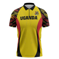 Custom Uganda Cricket Zipper Polo Shirt Go Cricket Cranes - Wonder Print Shop