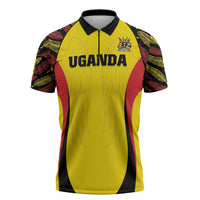 Custom Uganda Cricket Zipper Polo Shirt Go Cricket Cranes - Wonder Print Shop