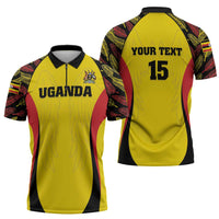 Custom Uganda Cricket Zipper Polo Shirt Go Cricket Cranes - Wonder Print Shop