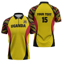 Custom Uganda Cricket Zipper Polo Shirt Go Cricket Cranes - Wonder Print Shop