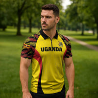 Custom Uganda Cricket Zipper Polo Shirt Go Cricket Cranes - Wonder Print Shop